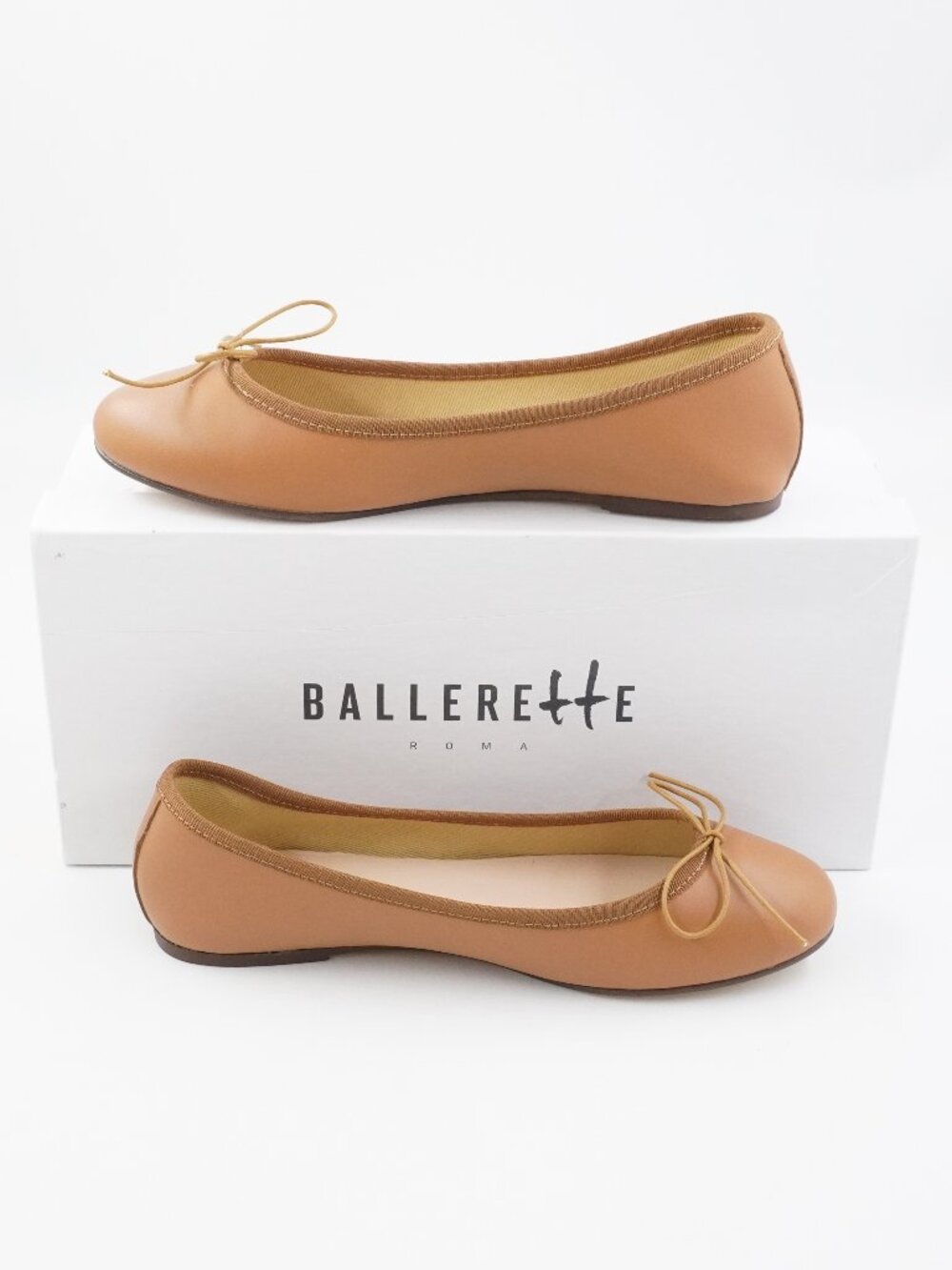 BallereTTe Colonna Nappa Leather Ballet Flats in Tan - US Size 7 - New